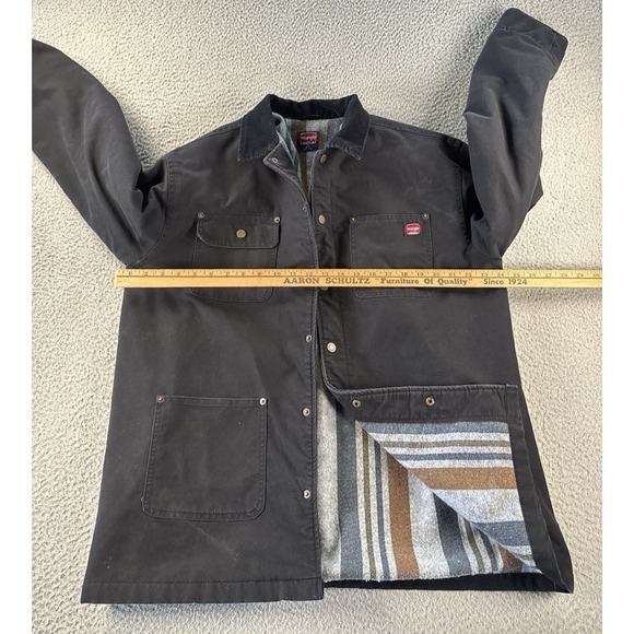Wrangler Blanket Lined Jacket Mens Large Distressed Black Workwear - Picture 4 of 16
